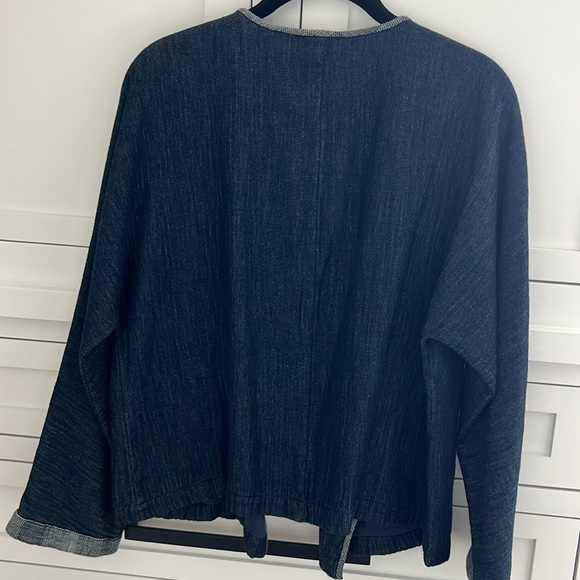 NWT Eileen Fisher Denim Round Neck Short Jacket - Picture 5 of 9
